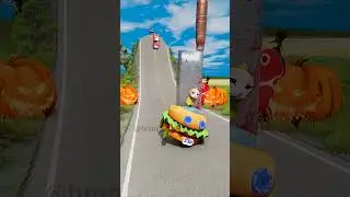 Funny Strange Cars vs Halloween Bloody Knife mod in BeamNG.drive