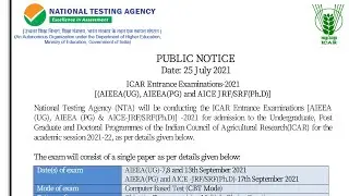 ICAR Exam 2021 Official Date Declared | Fees 
