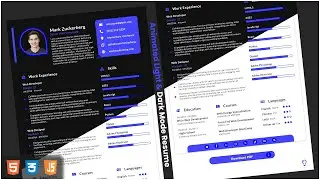 Resume or CV Animation HTML, CSS & JavaScript | Light & Dark Mode | Beginner Friendly Tutorial