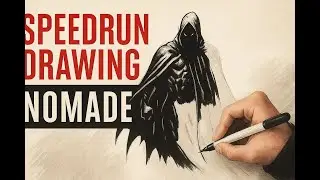 Speed Run Drawing – Il Nomade | Disegno a mano bianco e nero (Live su Twitch)