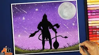 HOW TO DRAW LORD HANUMAN WITH OIL PASTELS