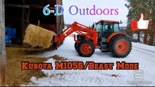 Kubota M105S: At the Ranch today feeding the cattle.
