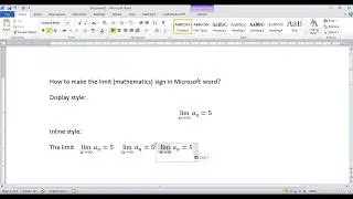 How to make the limit (mathematics) sign in Microsoft word?