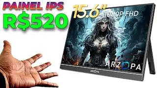 COMPREI meu 1º Monitor Portátil BOM E BARATO! ARZOPA A1