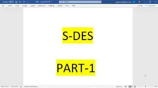 S-DES PART-1 || Key-Generation Technique