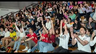 Watching football together on the big screen!