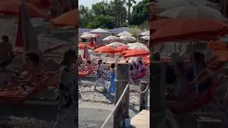 Strand van Pampelonne 🏖️ | Tahiti-strand 🏖️ | panoramisch uitzicht vanaf Tahiti Beach 🏖️ steiger.
