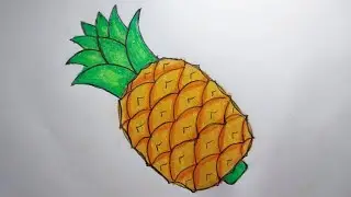 How to draw pineapple || Pineapple fruit drawing
