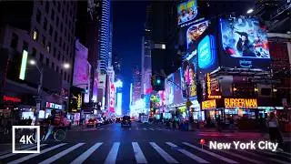 Evening Driving in New York City | Madison Ave to Times Square | New York city ambience | Neon City
