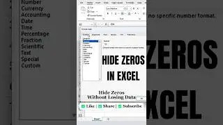 Stop Deleting Zeros! Hide Them in Excel Like a Pro  