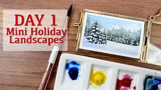 Day 1 of 12 Mini Holiday Landscapes! Tips On Painting Tiny!