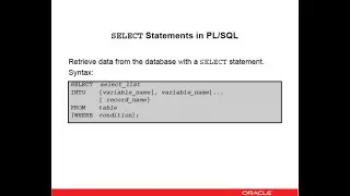 Oracle Database 12c/19c: PL/SQL - 10. Retrieving data with PL SQL
