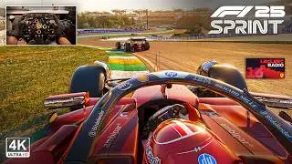 Charles Leclerc's Ferrari SF25 - 2025 Brazilian GP Sprint Race | F1 25 Steering Wheel Gameplay