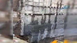 Beyoğlu'nda çöken binanın istinat duvarı böyle yıkıldı