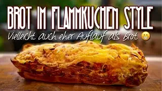 Brot-Auflauf im Flammkuchen Style lecker und mal was ganz anderes #rezept #rezeptideen #gedagrill