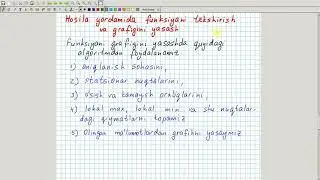 Hosila yordamida funksiyani tekshirish va grafiklarini yasash (2-qism). Algebra 11-sinf. 14-dars
