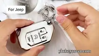 Silver White Car Key Fob Cover for Jeep with Diamond Keychain.#keychain #jeep #foryou