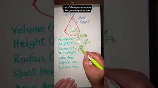 Math formulas of a cone