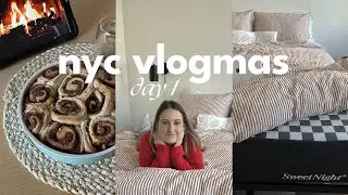 nyc vlogmas 1🎄 decorating my nyc apartment for christmas feat. SweetNight, ornament shopping, baking