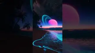 Bioluminescent Beach 🪐🌊#space #spaceart #animation #cinema4d #relaxingmusic