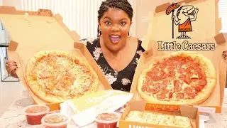 Little Caesar's MUKBANG: Cheese Pizza, Pepperoni Pizza, and Cheesy Crazy Bread