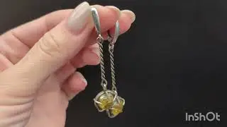 Длинные серьги с янтарем
