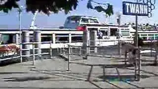 Ferryboat on Lac de Bienne arriving at Twann/Switzerland