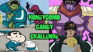 SQUID GAMES: Honeycomb Challenge with Shinchan, Doraemon, Hulk & Jojo's Bizzare Adventure 