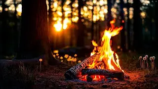 Spring Twilight Campfire 🌅🔥 Cozy Fire & Nature Sounds for Deep Relaxation