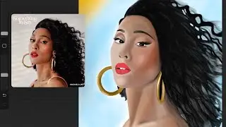 Making a digital portrait of Michele jae, a trans actor from the famous series Pose.
