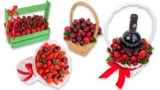 4 ideas: A bouquet of strawberries and cherries. DIY gifts and crafts