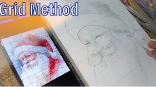 Draw with me, Santa Claus Drawing 🎁, Christmas drawing🎄, Grid Method drawing