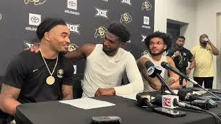 Shedeur Sanders, Cam'Ron Silmon-Craig & Will Sheppard after Colorado's 48-21 victory over UCF