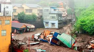 Tsunami of mud sweeps the city of Atami away, Japan. Landslide