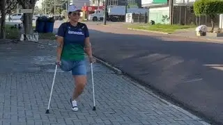 Amputee woman crutches life after amputation: Walking without barrier 