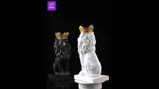Estátua Decorativa Leão com Coroa 36cm Loja Flash