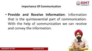 Communication Meaning - Definition & Importance | Mr. Rajan Batta | RIMT University
