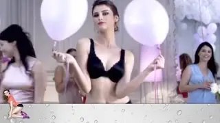 Model trying on bras at her birthday party