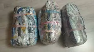 Магнатекс  Распаковка посылки. Ткань - лоскут от 10 до 20 см.