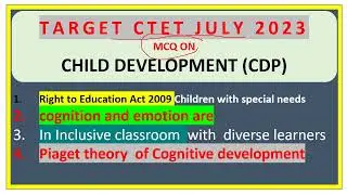 CTET July 2023 - CDP Series Class-01 | Attempt all Questions.