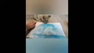 рисование нашего котёнка Снежинки👩‍🎨🐈😻