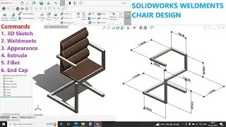 ✅Solidworks weldments chair design | How to make a chair in Solidworks.