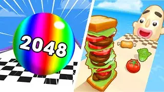 Ball Run 2048 Vs Sandwich Runner - SpeedRun Gameplay Android, iOS G5Q9V3N2K1I2