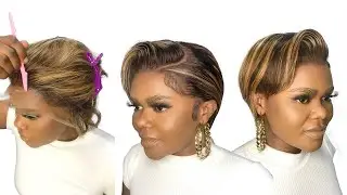 Short Pixie Cut Bob frontal Wig Installation / Start to Finish/ Megalook hair