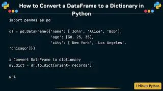 How to Convert a DataFrame to a Dictionary in Python
