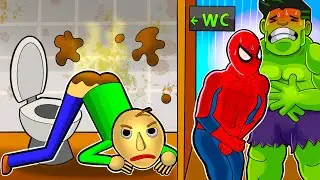 BALDI Toilet Mission! Spider Man And Hulk Poor Baldi | Baldi And Spider Man Animation
