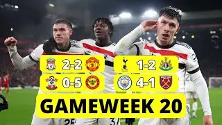 Man United almost surprise Liverpool whilst Southampton lose again - Gameweek 20