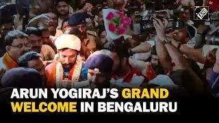 Grand welcome given to sculptor Arun Yogiraj at Bengaluru Airport
