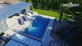 Overflow pool Diamant PPline Elite 7 x 3,3 x 1,5 in grey color with PRESTIGEline pool enclosure.