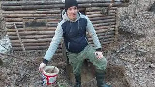 навестил ЗЕМЛЯНКУ | вновь ПОТОП | ЛЕСНАЯ ХИЖИНА ☀ 7.04.23